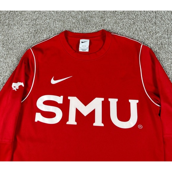 SMU Mustangs Basketball Sweatshirt Mens Small Red Team Player Issued Lightweight - Picture 2 of 10